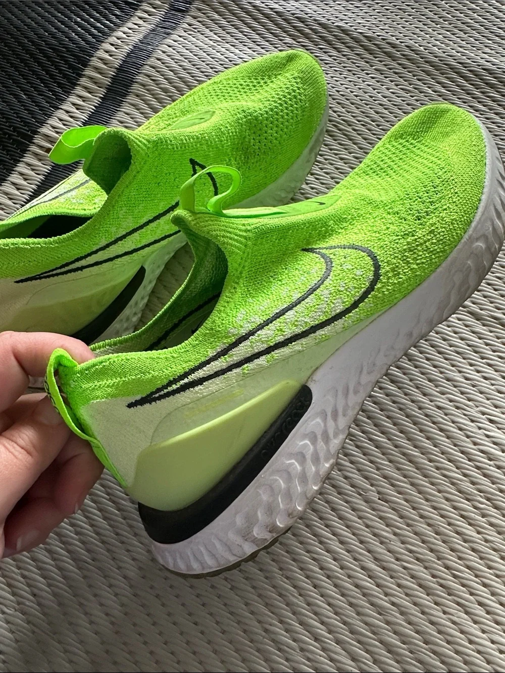 Nike Kids Neon Green Slip-On Running Sneakers